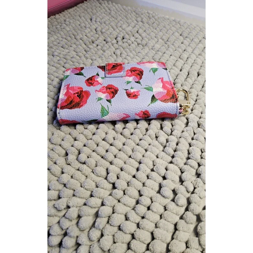 Preloved Betsey Johnson Flap Wallet Lavender  with rose floral pattern